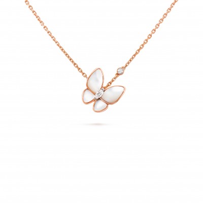 VAN CLEEF ARPELS TWO BUTTERFLY PENDANT - ROSE GOLD, DIAMOND, MOTHER-OF-PEARL  VCARO8FO00